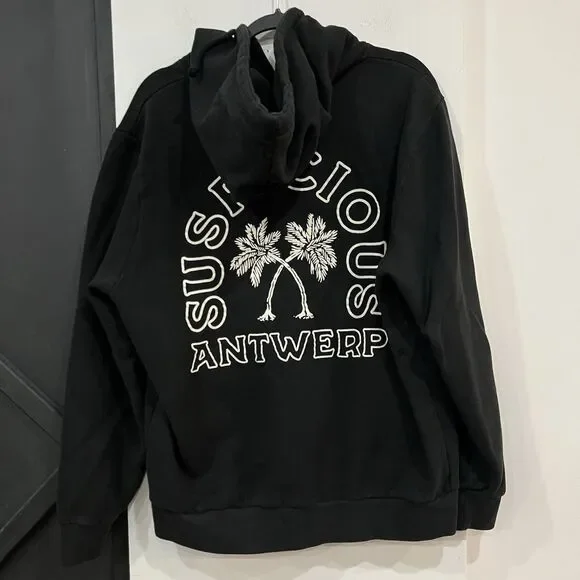 Suspicious Antwerp Drawstring Pullover Palm Tree Hoodie Embroidered Men’s Large - Picture 3 of 6